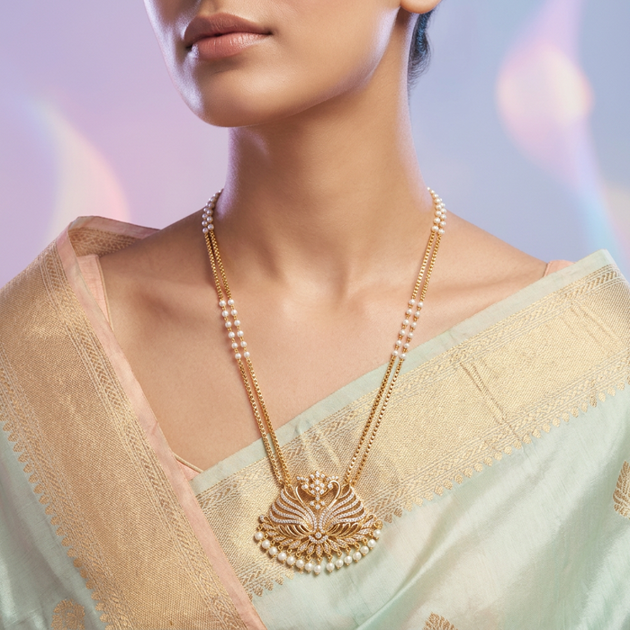 Heritage gold plated padakam long necklace HP51899