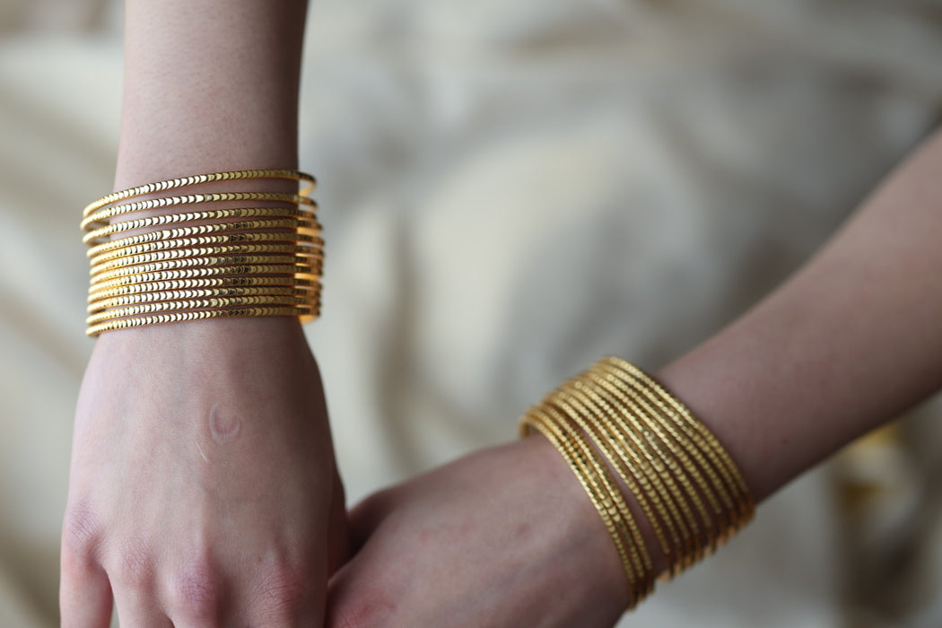 Heritage gold plated white stone bangle HB652133 (Set of 12 bangles)