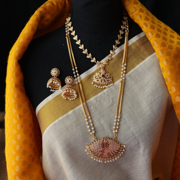 Heritage gold plated gold padakam necklace set with earrings HP2011