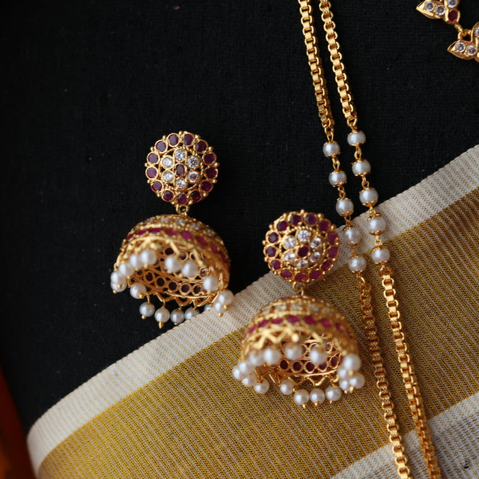 Heritage gold plated gold padakam necklace set with earrings HP2011