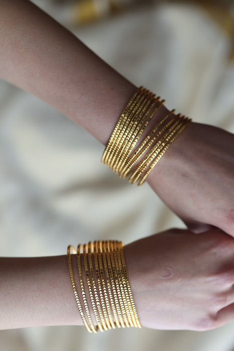 Heritage gold plated white stone bangle HB652133 (Set of 12 bangles)