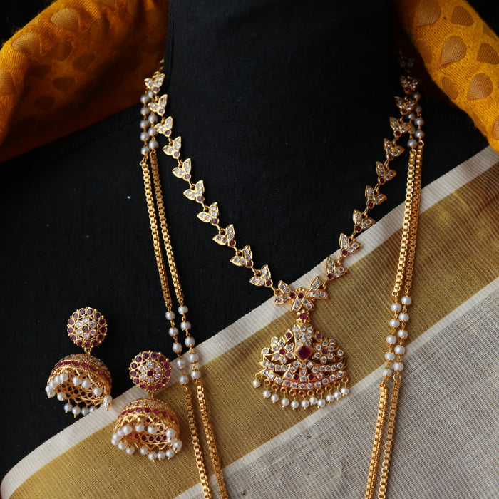 Heritage gold plated gold padakam necklace set with earrings HP2011
