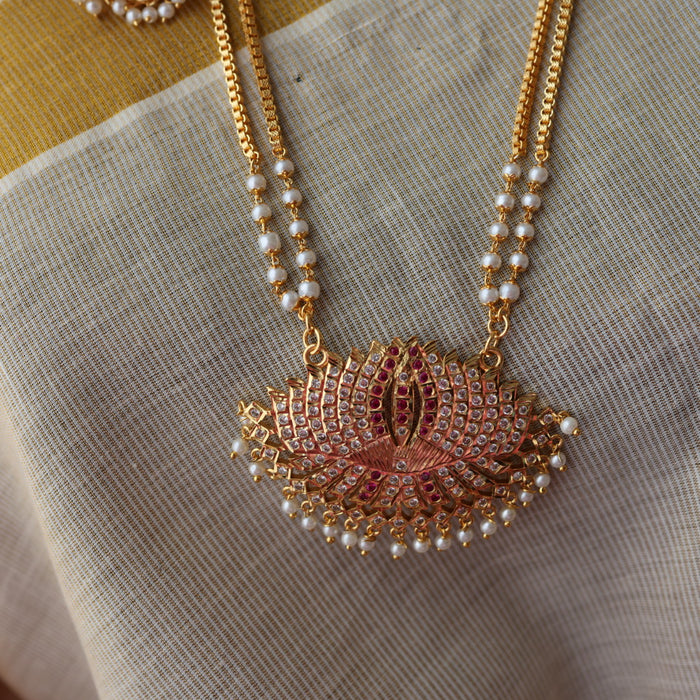 Heritage gold plated gold padakam necklace set with earrings HP2011