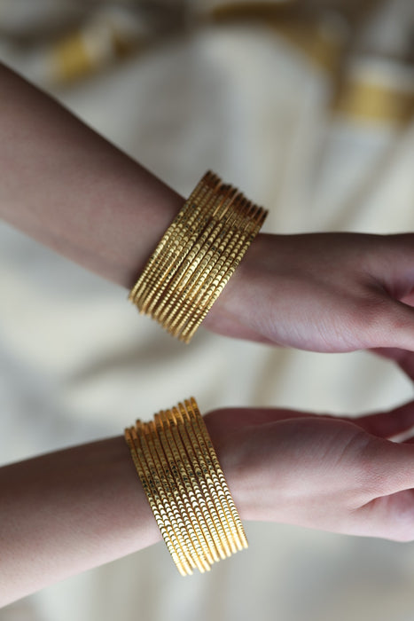 Heritage gold plated white stone bangle HB652133 (Set of 12 bangles)