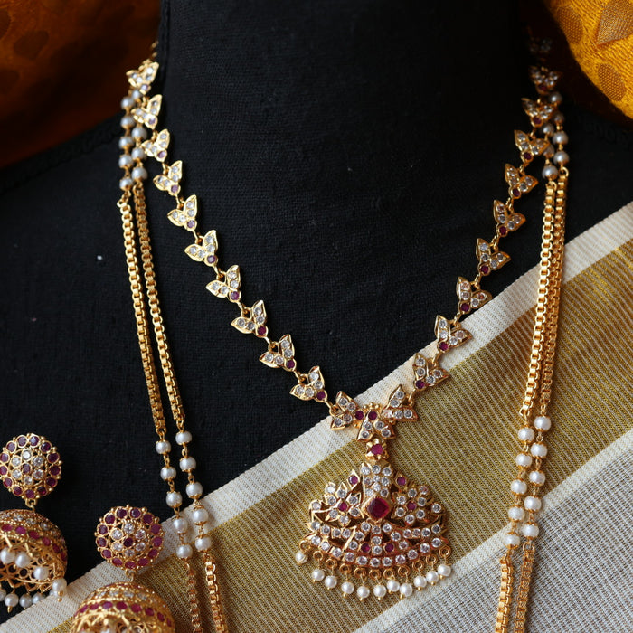 Heritage gold plated gold padakam necklace set with earrings HP2011