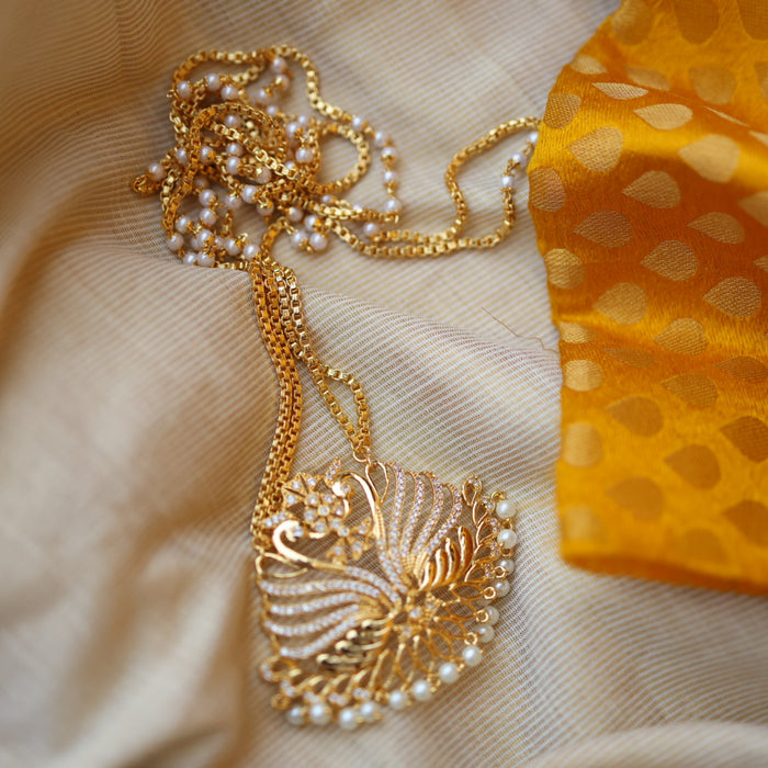 Heritage gold plated padakam long necklace HP51899