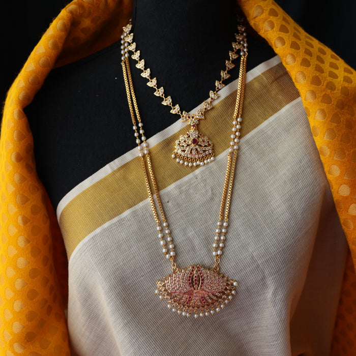 Heritage gold plated gold padakam necklace set with earrings HP2011