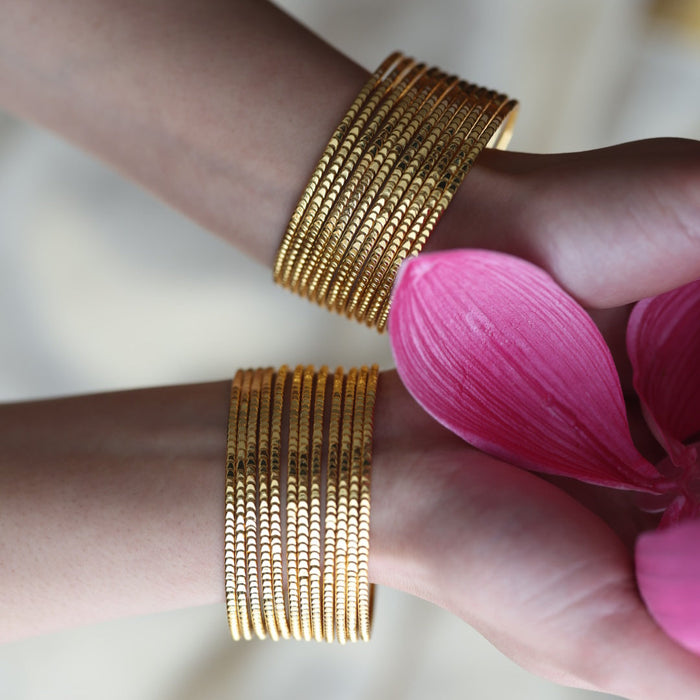 Heritage gold plated white stone bangle HB652133 (Set of 12 bangles)