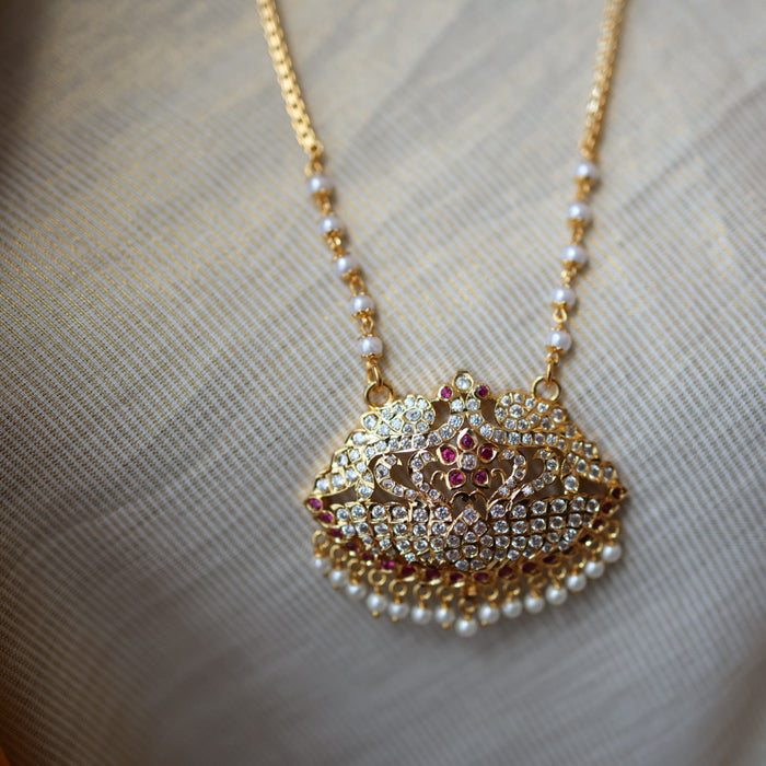 Heritage gold plated padakam long necklace HP51655