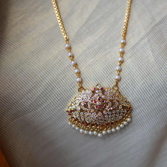 Heritage gold plated padakam long necklace HP51655