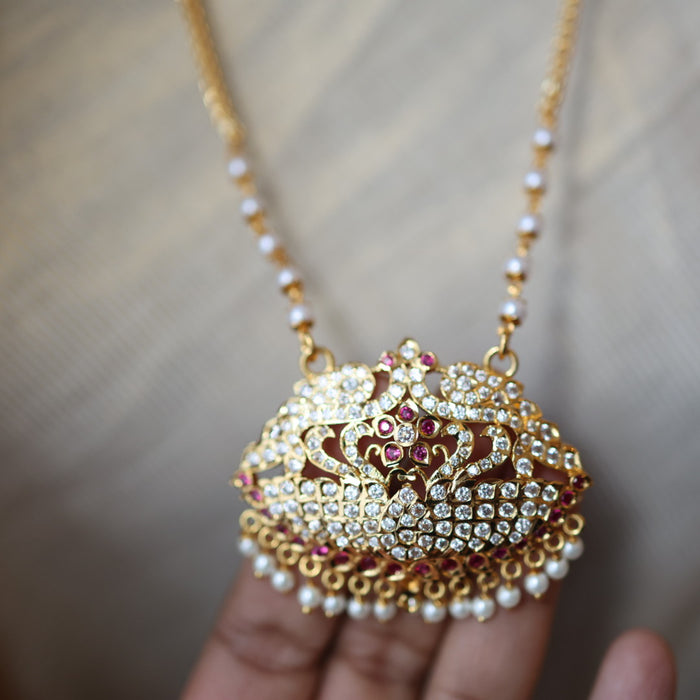 Heritage gold plated padakam long necklace HP51655