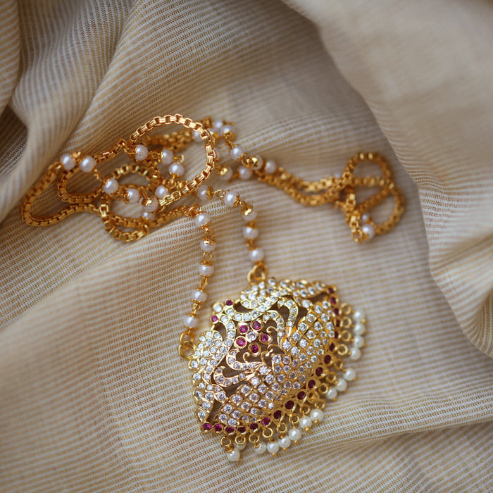 Heritage gold plated padakam long necklace HP51655