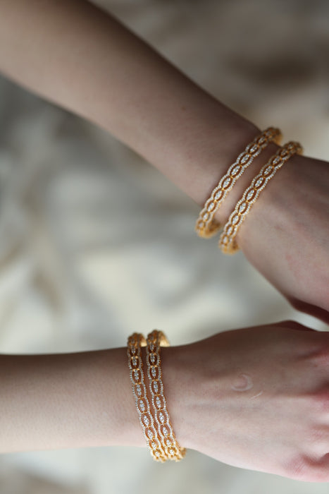 Heritage gold plated white stone bangle HB1321