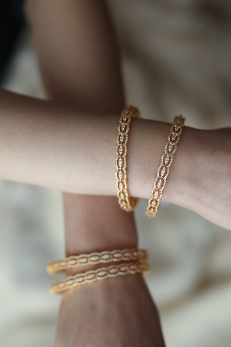 Heritage gold plated white stone bangle HB1321