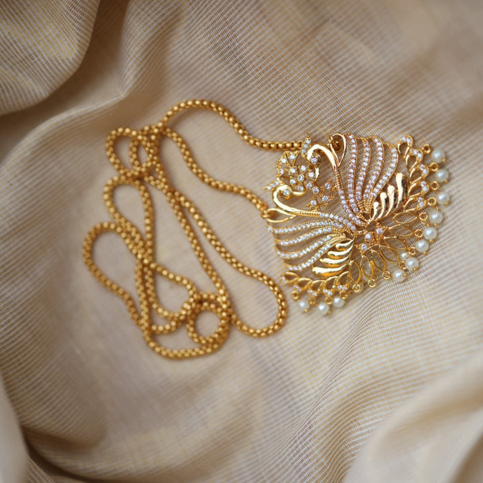 Heritage gold plated padakam long necklace HP53222