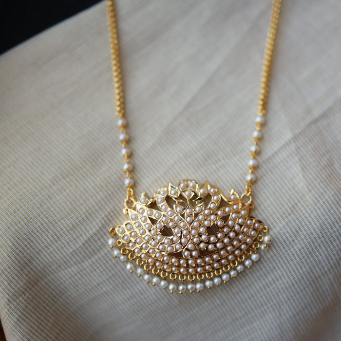 Heritage gold plated padakam long necklace HP53255