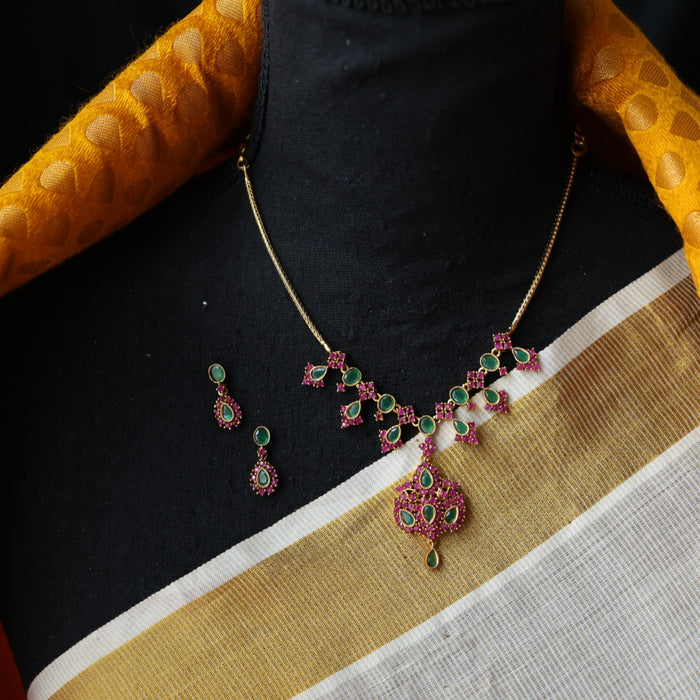 Antique short necklace with earrings TTS4455