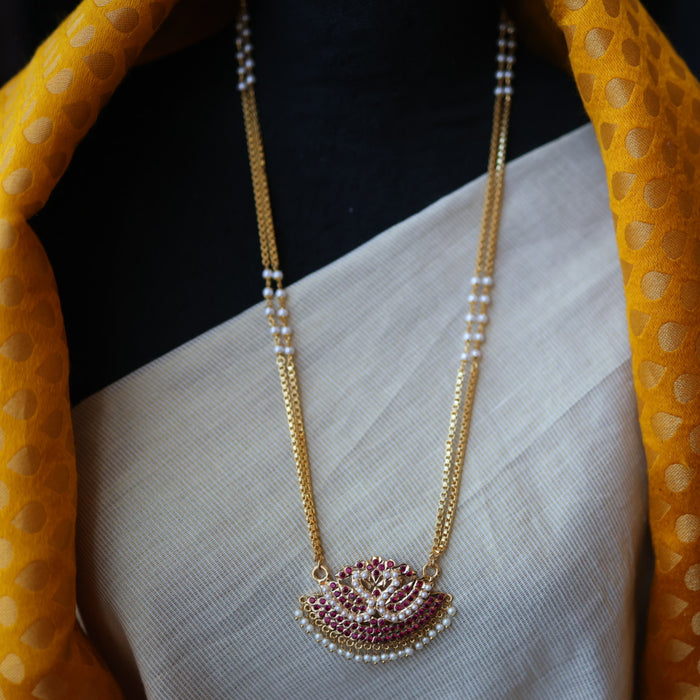 Heritage gold plated padakam long necklace HP53223