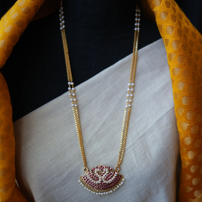 Heritage gold plated padakam long necklace HP53223