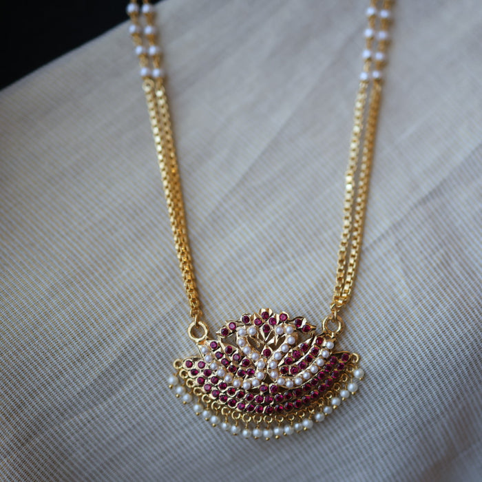 Heritage gold plated padakam long necklace HP53223