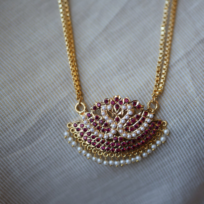 Heritage gold plated padakam long necklace HP53223