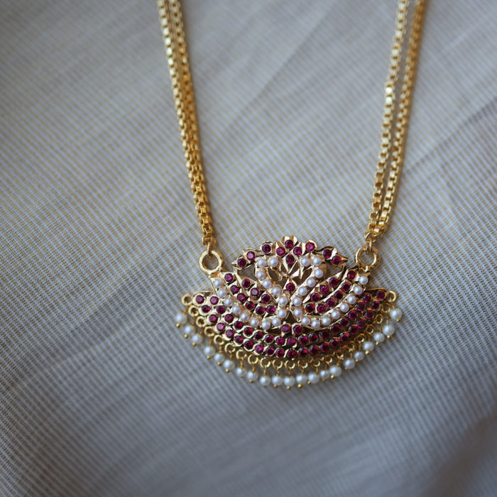 Heritage gold plated padakam long necklace HP53223