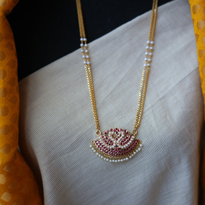 Heritage gold plated padakam long necklace HP53223