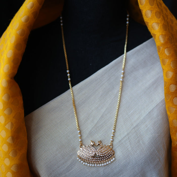 Heritage gold plated pearl padakam long necklace HP53243