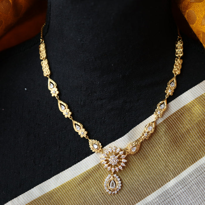 Heritage gold plated short necklace with earrings H6719