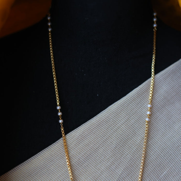 Heritage gold plated pearl padakam long necklace HP53243