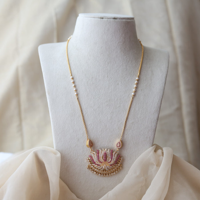 Heritage gold plated ruby white stone Lotus pendant HP61183