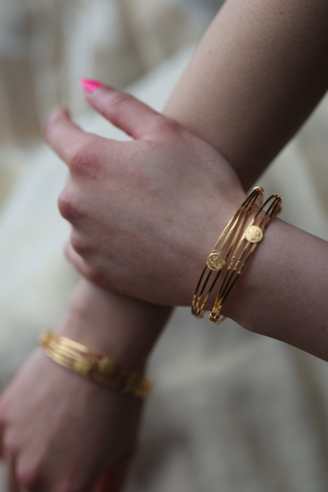 Heritage gold plated white stone bangle HB3567889