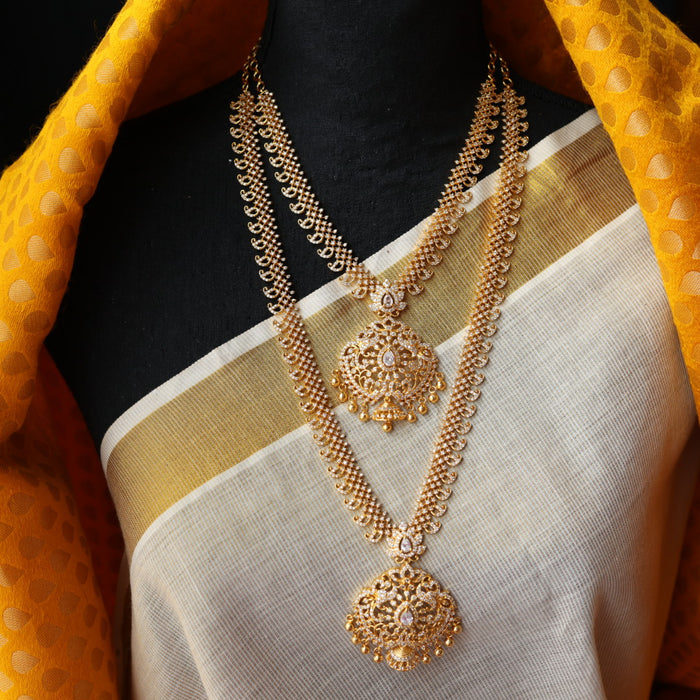 Heritage gold plated padakam long and short necklace set HL271
