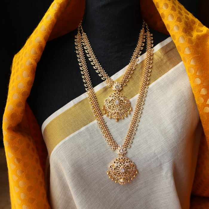 Heritage gold plated padakam long and short necklace set HL271