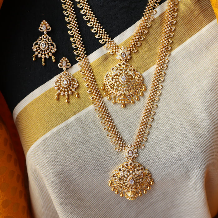 Heritage gold plated padakam long and short necklace set HL271
