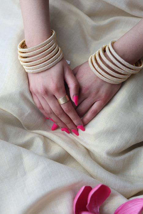 Heritage gold plated white stone bangle HB62566