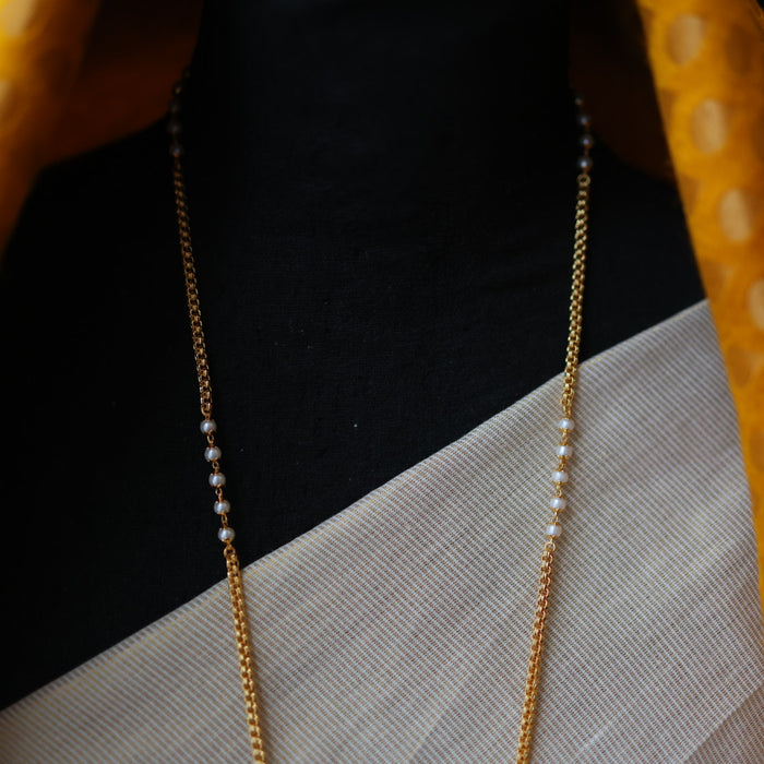 Heritage gold plated pearl padakam long necklace HP5321