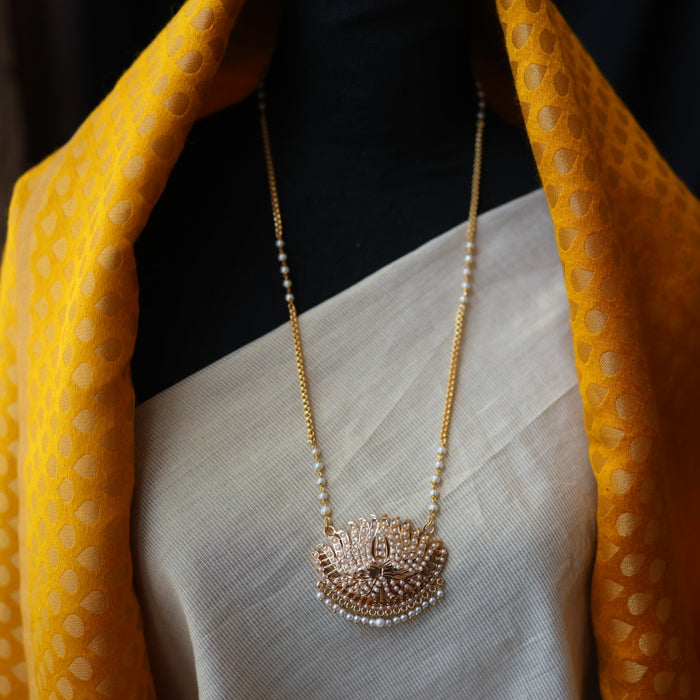 Heritage gold plated pearl padakam long necklace HP5321
