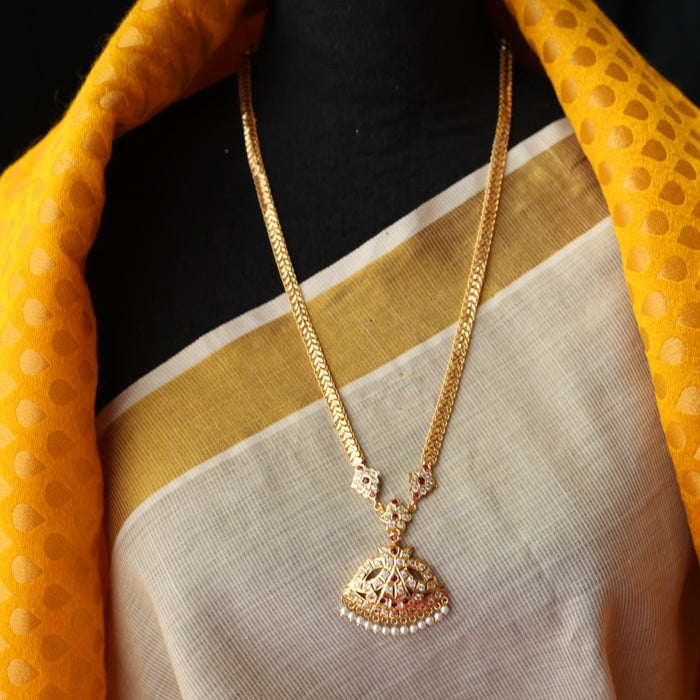 Heritage gold plated padakam long necklace HL7611