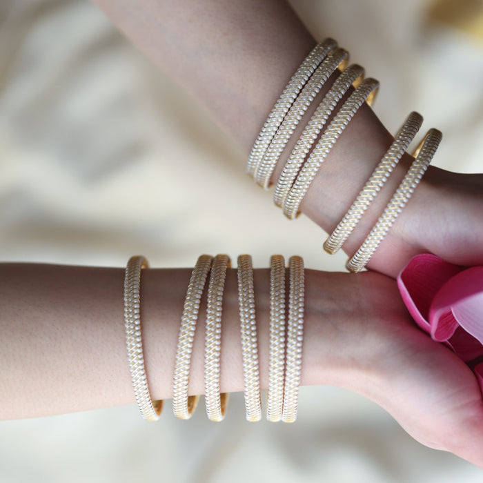 Heritage gold plated white stone bangle HB62566