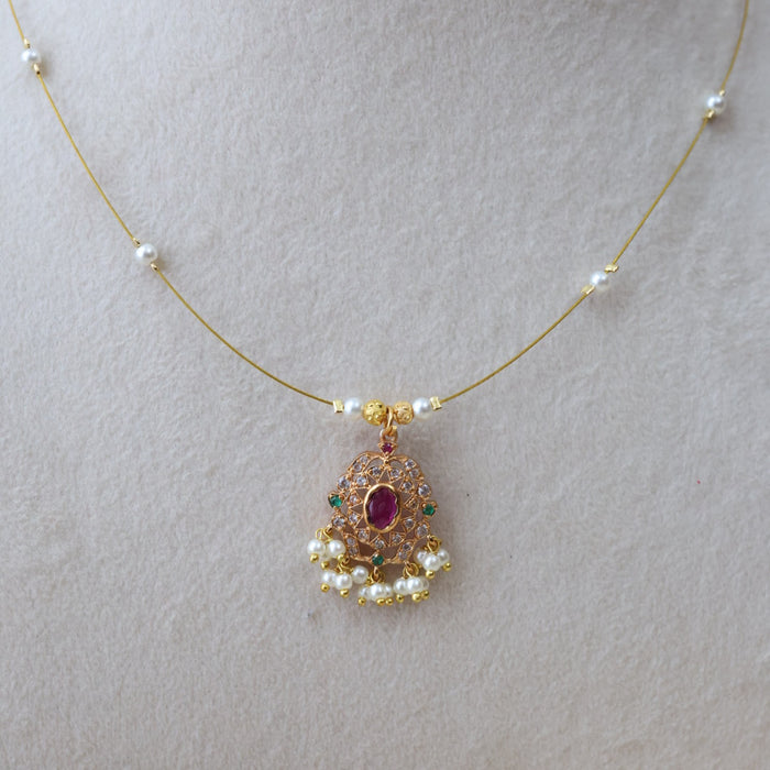 Antique Invisible Necklace - Dainty Minimalist Short Necklace IN645