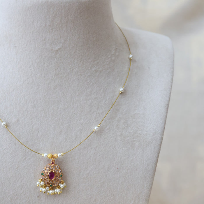 Antique Invisible Necklace - Dainty Minimalist Short Necklace IN645