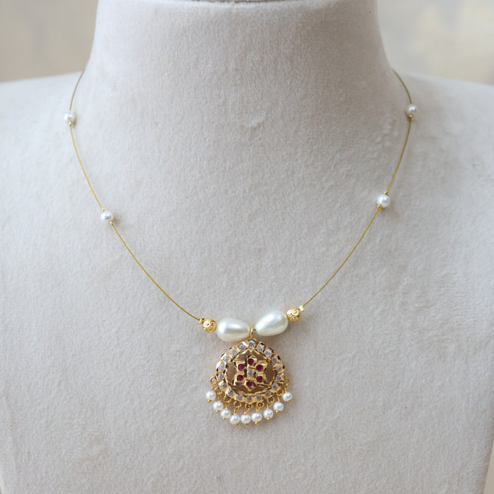 Heritage gold plated invisible short necklace IN647