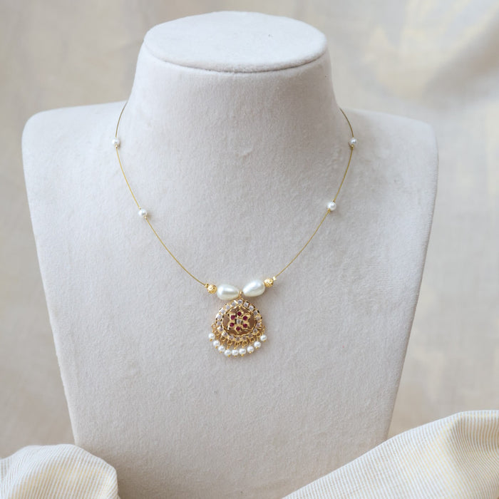 Heritage gold plated invisible short necklace IN647