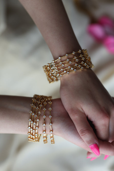 Heritage gold plated white stone bangle HB2469 (Set of 2 bangles)