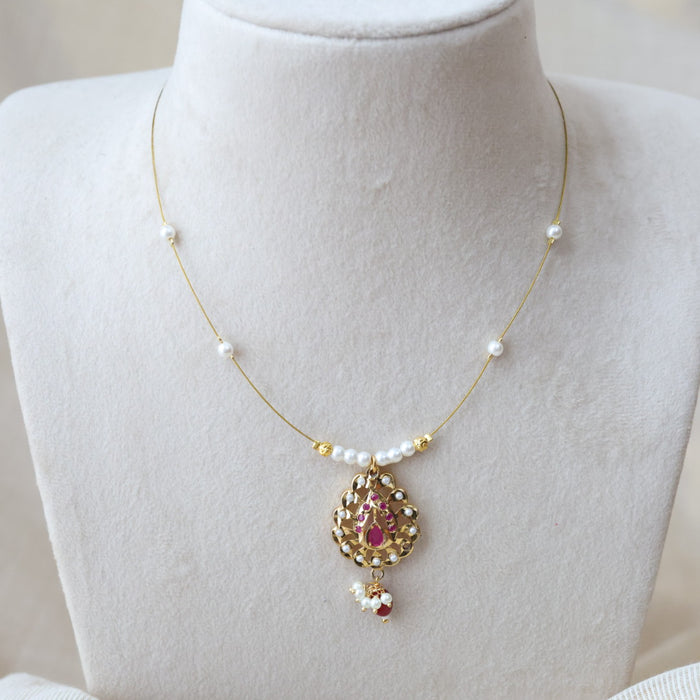 Heritage gold plated invisible short necklace IN648