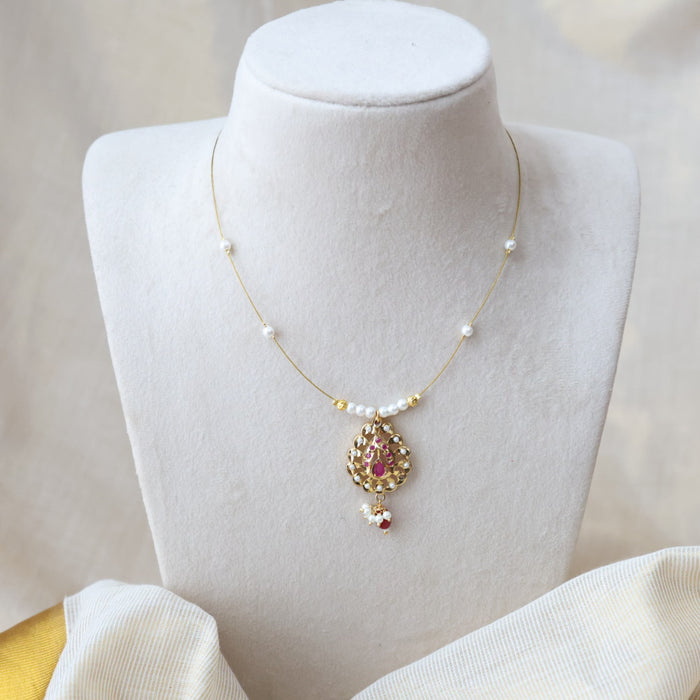 Heritage gold plated invisible short necklace IN648
