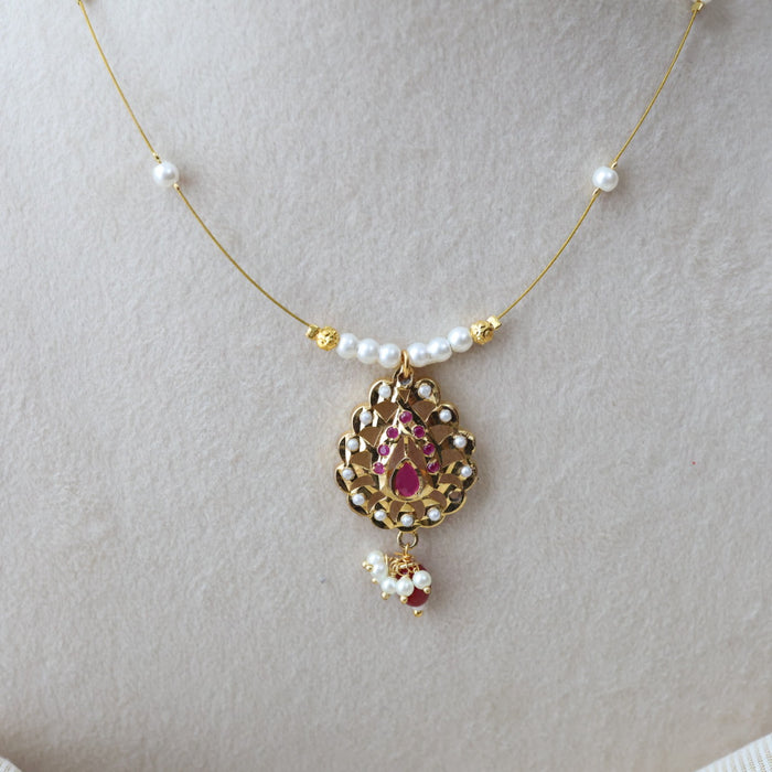Heritage gold plated invisible short necklace IN648