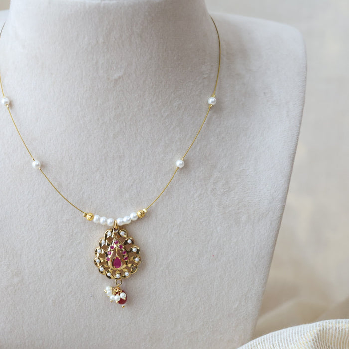 Heritage gold plated invisible short necklace IN648