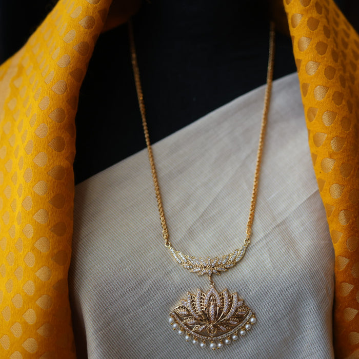 Heritage gold plated pearl padakam long necklace HP5219